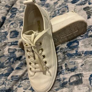 Michael Kors Ivory Sneakers with Gold Accents